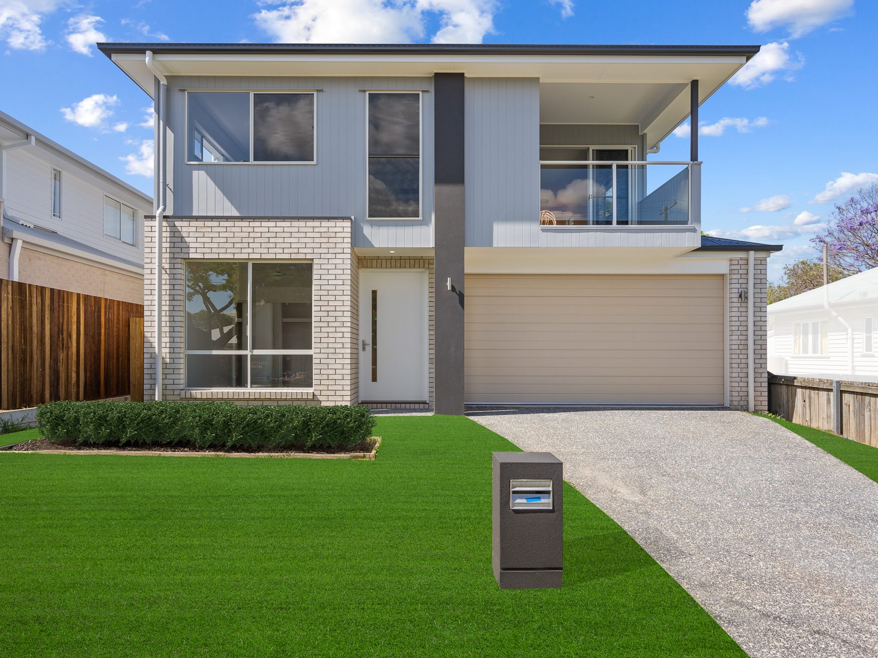 Front of a two-storey Emerald knockdown rebuild home