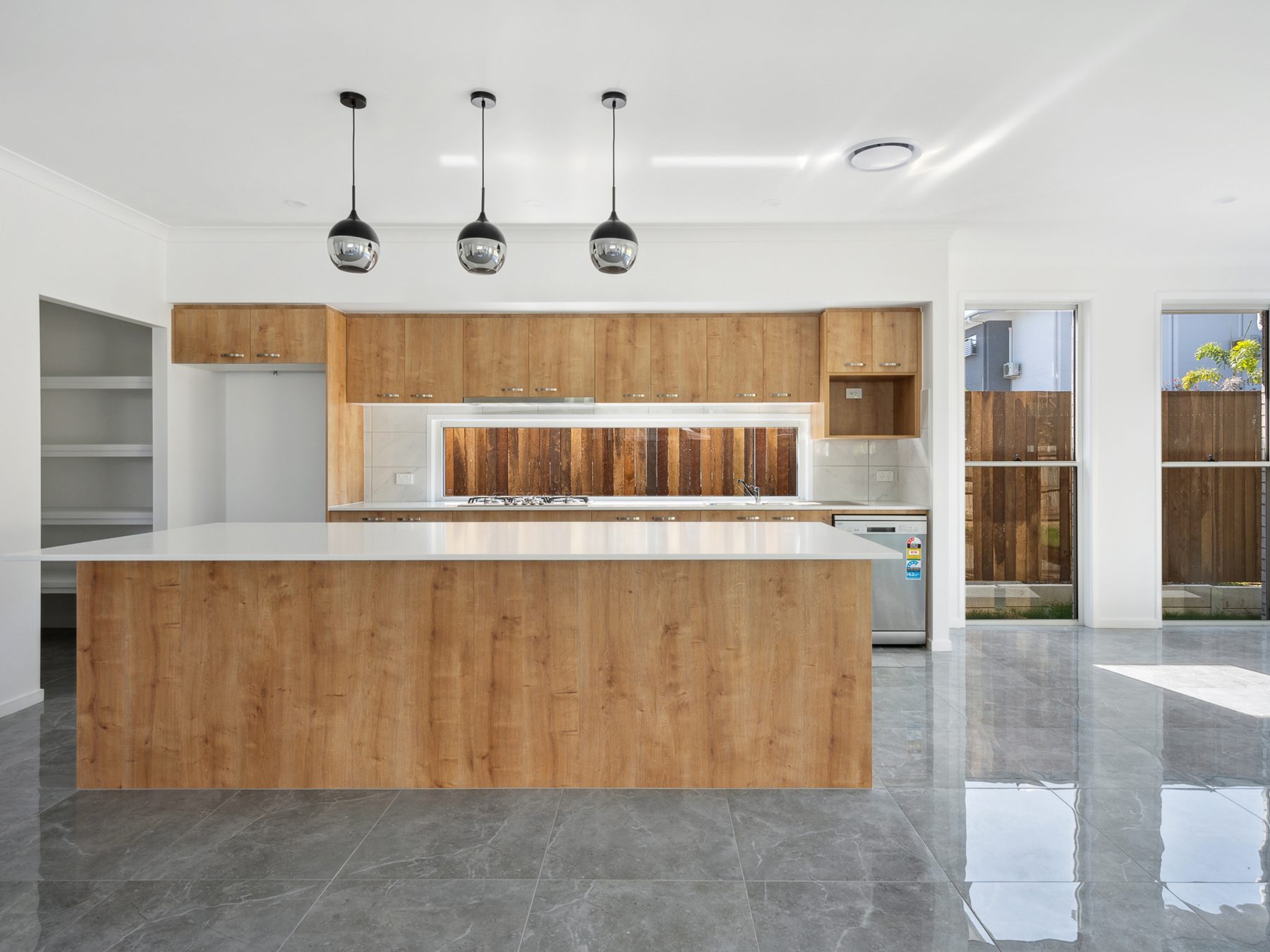 Kitchen with timber island bench